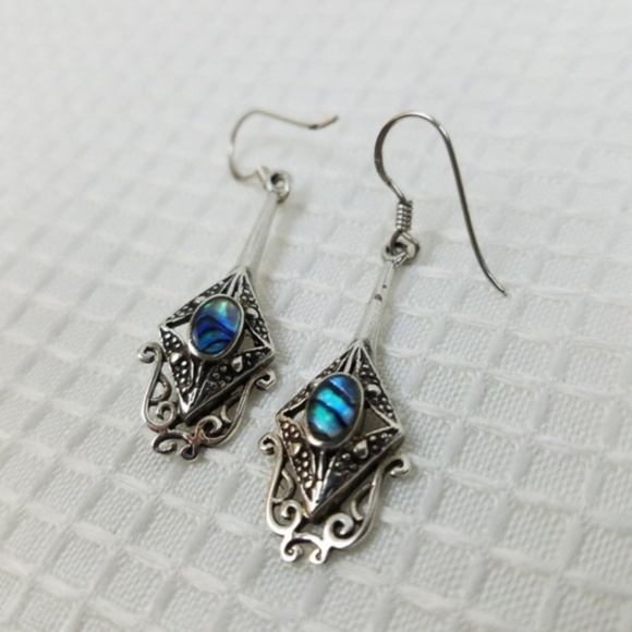 Jewelry - Filigree Sterling SILVER Abalone Shell Dangle